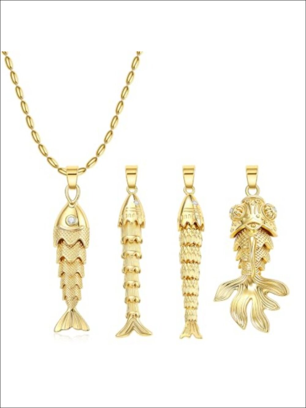 Dainty Golden Fish Pendant Necklace for Women Adjustable Chain